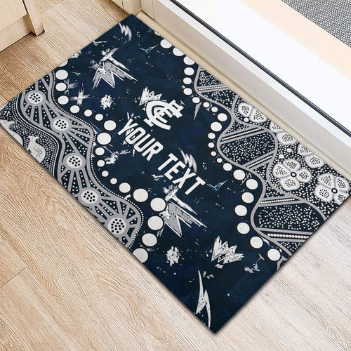Personalized Carlton Blues Rubber Doormat Aboriginal Pattern with Graffiti Style