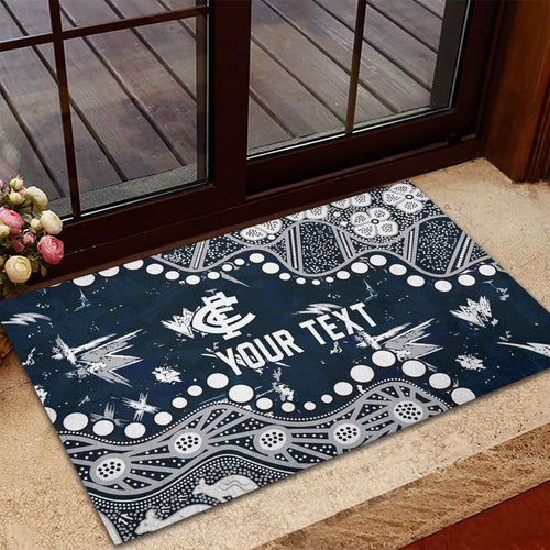 Personalized Carlton Blues Rubber Doormat Aboriginal Pattern with Graffiti Style