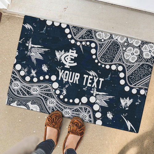 Personalized Carlton Blues Rubber Doormat Aboriginal Pattern with Graffiti Style