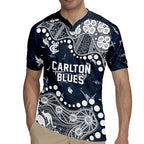 Personalized Carlton Blues Rugby Jersey Aboriginal Pattern with Graffiti Style