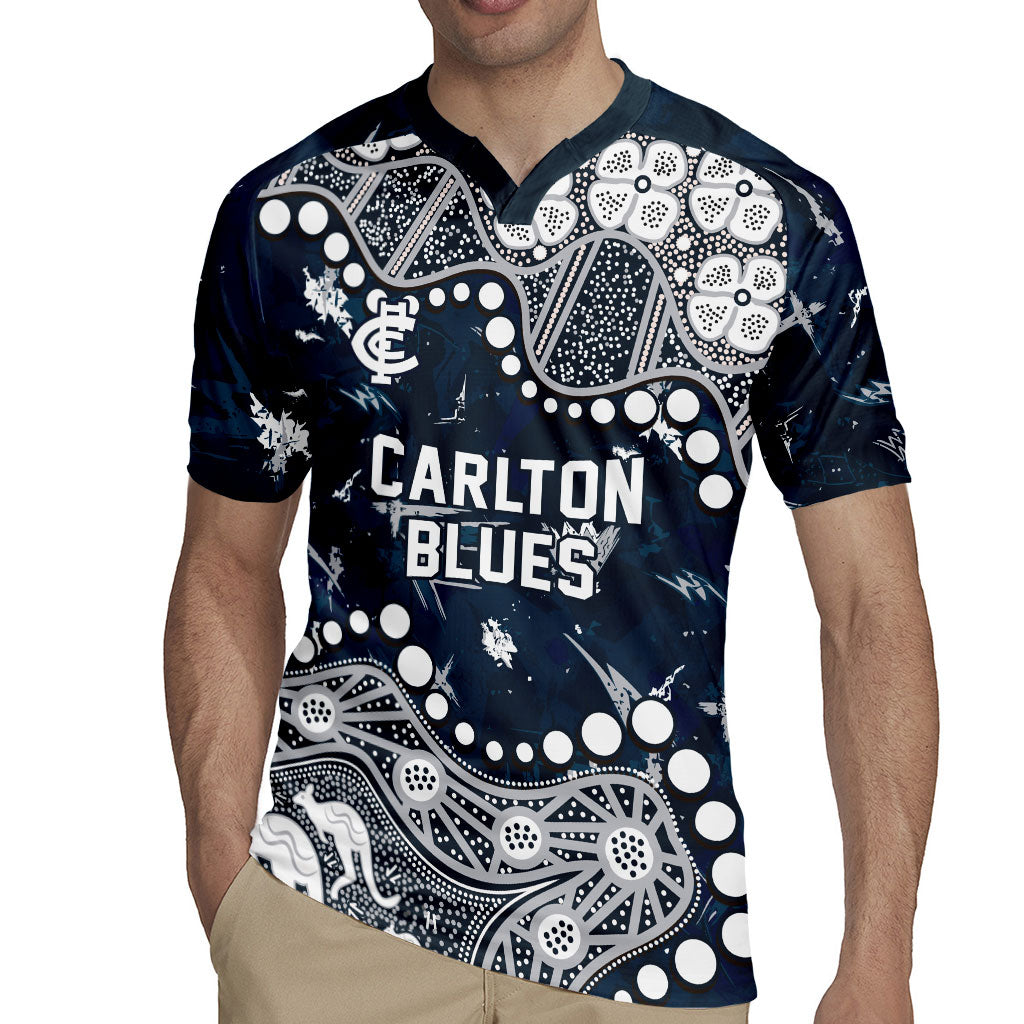 Personalized Carlton Blues Rugby Jersey Aboriginal Pattern with Graffiti Style