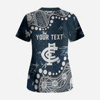 Personalized Carlton Blues Scrub Top Aboriginal Pattern with Graffiti Style