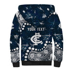 Personalized Carlton Blues Sherpa Hoodie Aboriginal Pattern with Graffiti Style