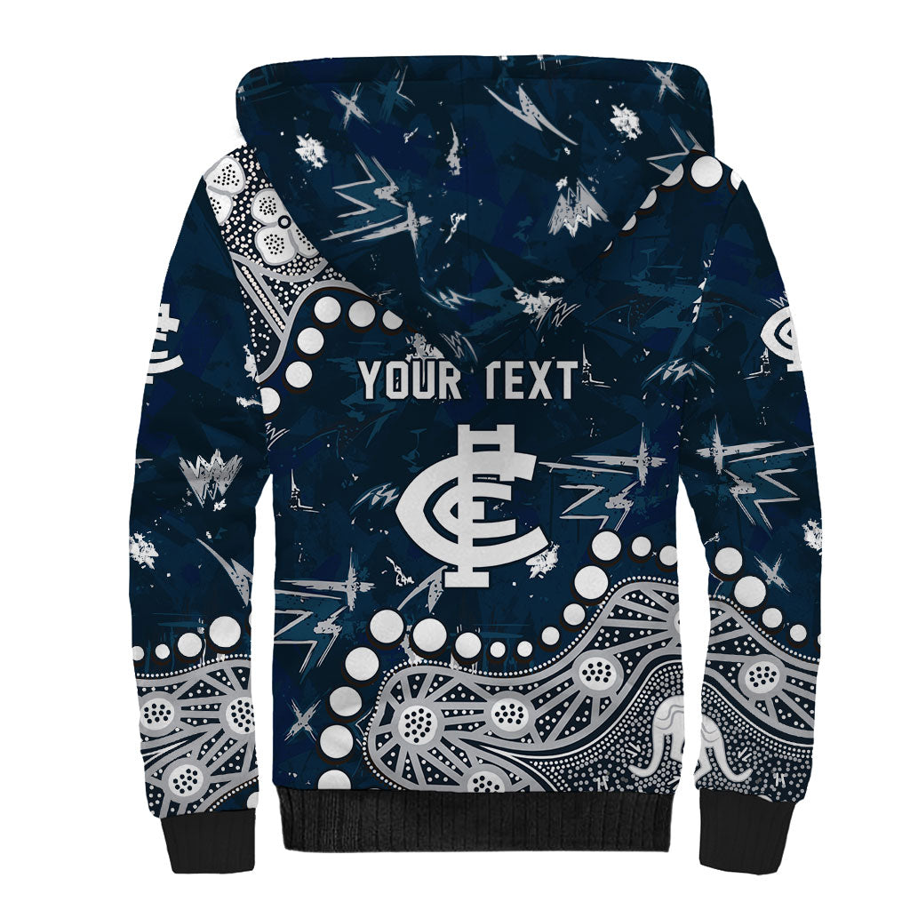 Personalized Carlton Blues Sherpa Hoodie Aboriginal Pattern with Graffiti Style