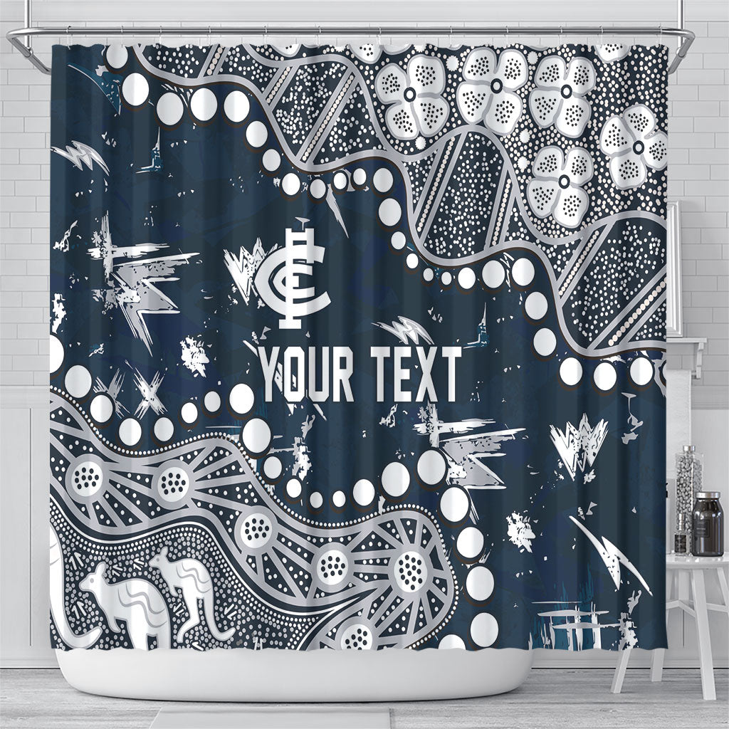 Personalized Carlton Blues Shower Curtain Aboriginal Pattern with Graffiti Style