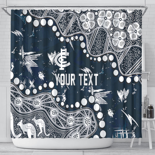 Personalized Carlton Blues Shower Curtain Aboriginal Pattern with Graffiti Style