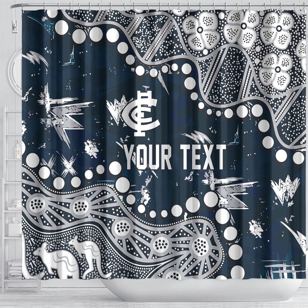 Personalized Carlton Blues Shower Curtain Aboriginal Pattern with Graffiti Style