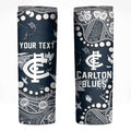 Personalized Carlton Blues Skinny Tumbler Aboriginal Pattern with Graffiti Style