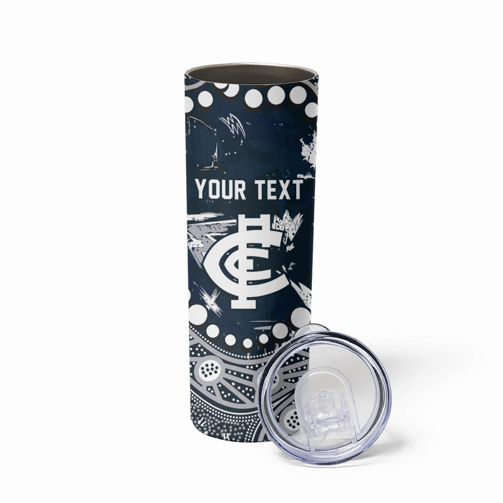 Personalized Carlton Blues Skinny Tumbler Aboriginal Pattern with Graffiti Style