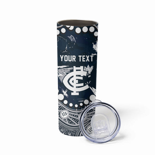 Personalized Carlton Blues Skinny Tumbler Aboriginal Pattern with Graffiti Style