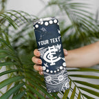 Personalized Carlton Blues Skinny Tumbler Aboriginal Pattern with Graffiti Style