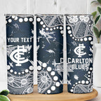 Personalized Carlton Blues Skinny Tumbler Aboriginal Pattern with Graffiti Style