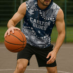 Personalized Carlton Blues Sleeveless Hoodie Aboriginal Pattern with Graffiti Style