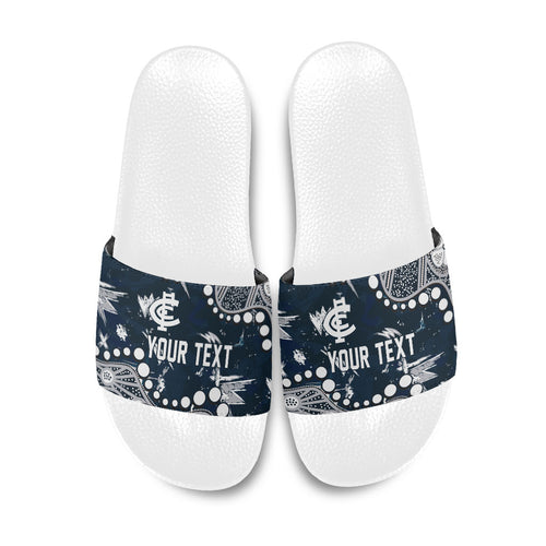 Personalized Carlton Blues Slide Sandals Aboriginal Pattern with Graffiti Style