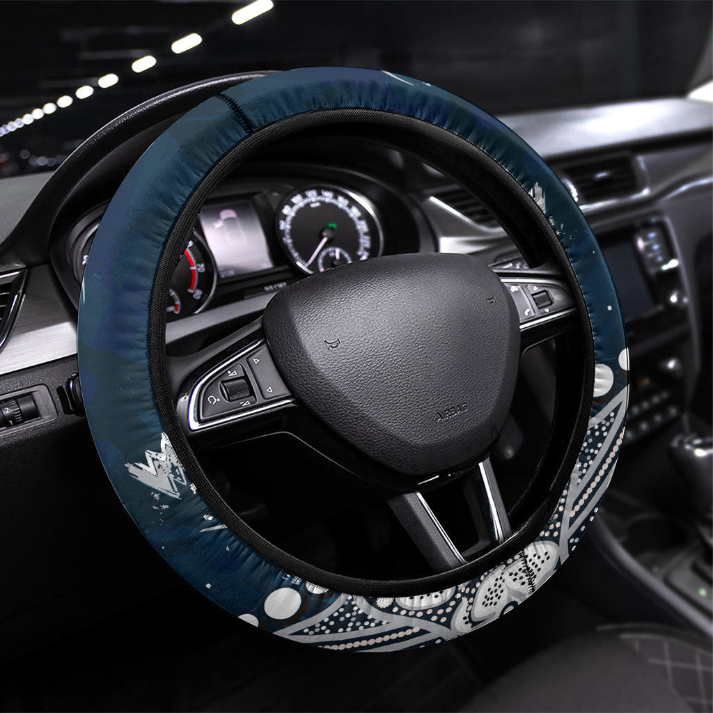 Carlton Blues Steering Wheel Cover Aboriginal Pattern with Graffiti Style