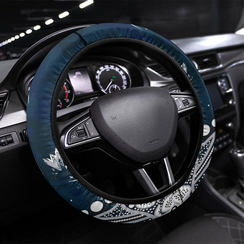 Carlton Blues Steering Wheel Cover Aboriginal Pattern with Graffiti Style