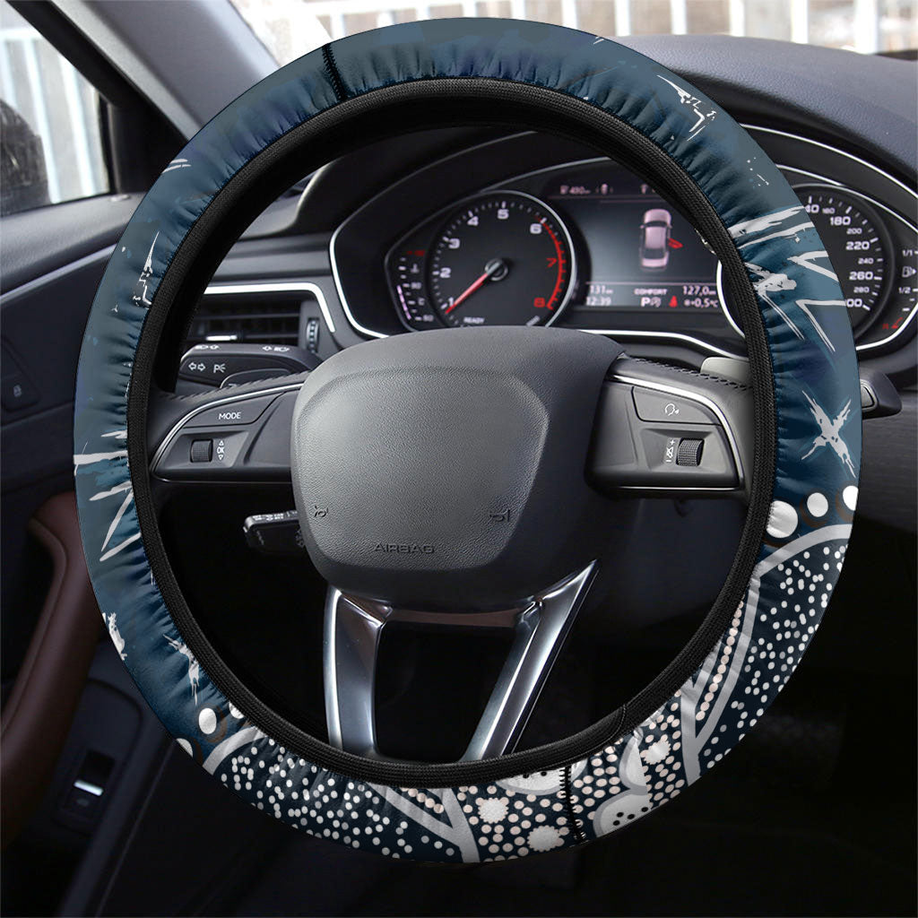 Carlton Blues Steering Wheel Cover Aboriginal Pattern with Graffiti Style