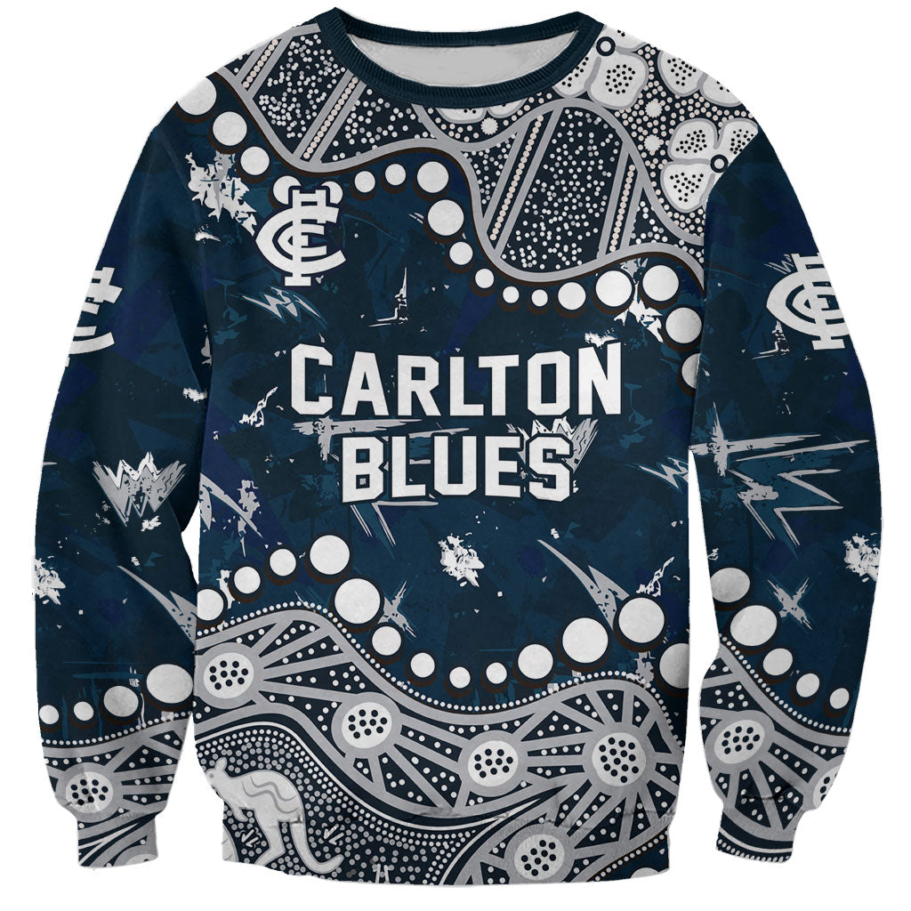 Personalized Carlton Blues Sweatshirt Aboriginal Pattern with Graffiti Style
