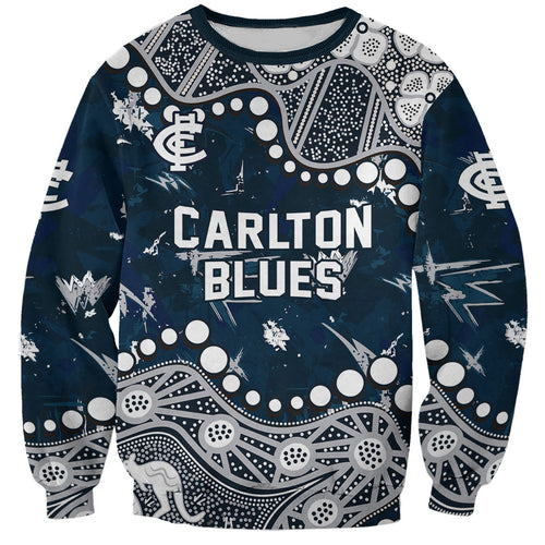 Personalized Carlton Blues Sweatshirt Aboriginal Pattern with Graffiti Style