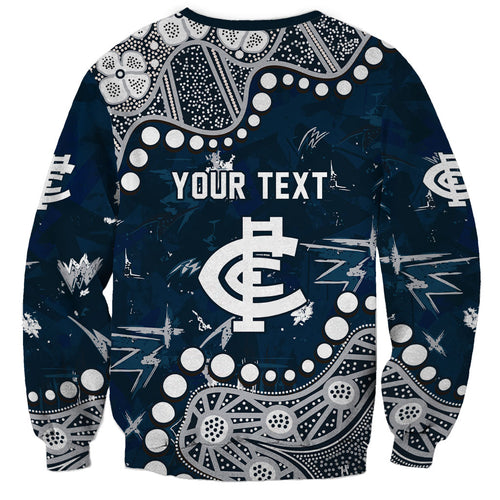 Personalized Carlton Blues Sweatshirt Aboriginal Pattern with Graffiti Style