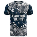 Personalized Carlton Blues T Shirt Aboriginal Pattern with Graffiti Style
