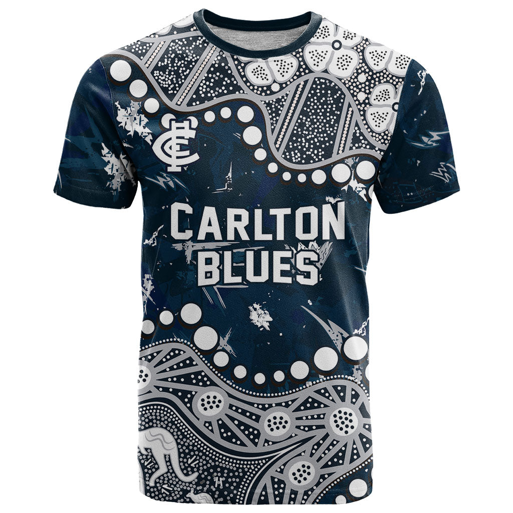Personalized Carlton Blues T Shirt Aboriginal Pattern with Graffiti Style