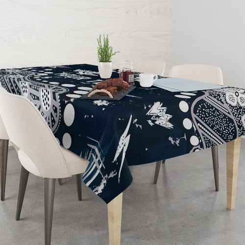 Personalized Carlton Blues Tablecloth Aboriginal Pattern with Graffiti Style