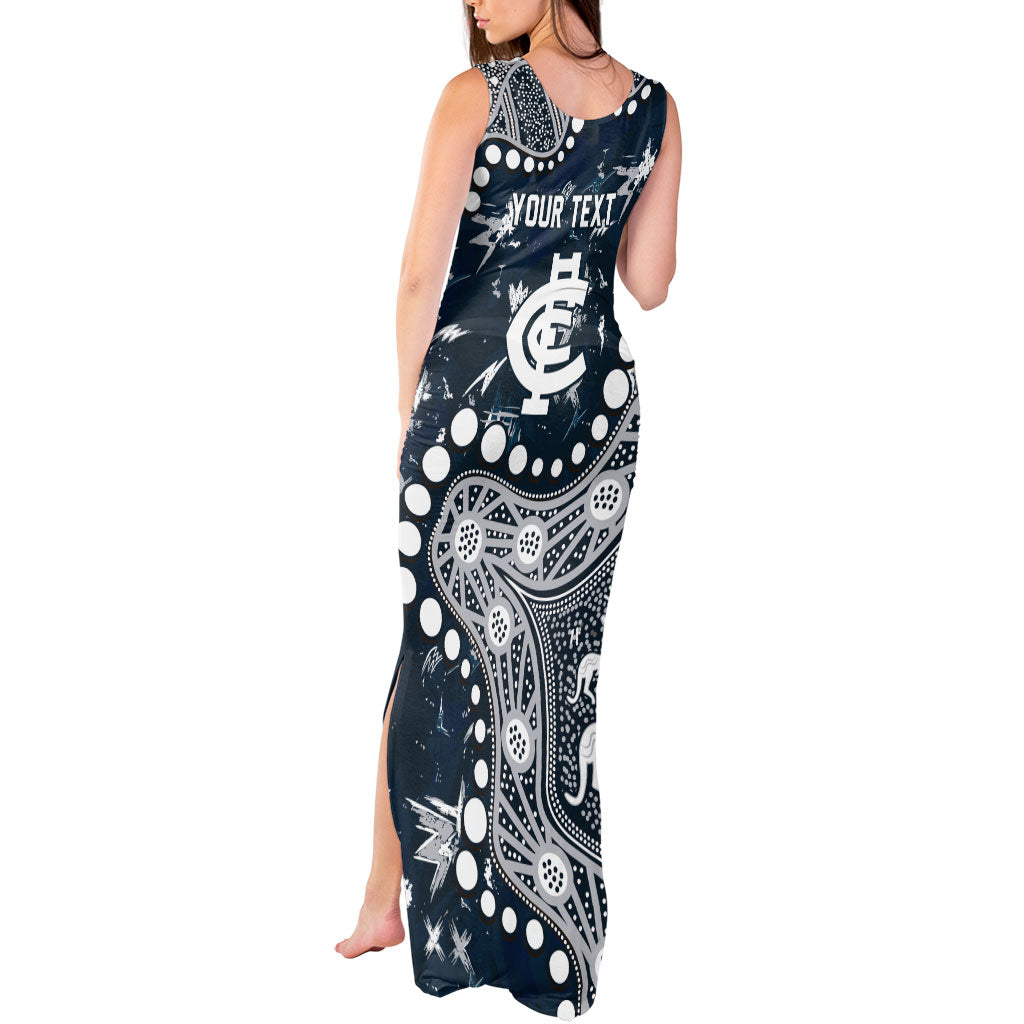 Personalized Carlton Blues Tank Maxi Dress Aboriginal Pattern with Graffiti Style