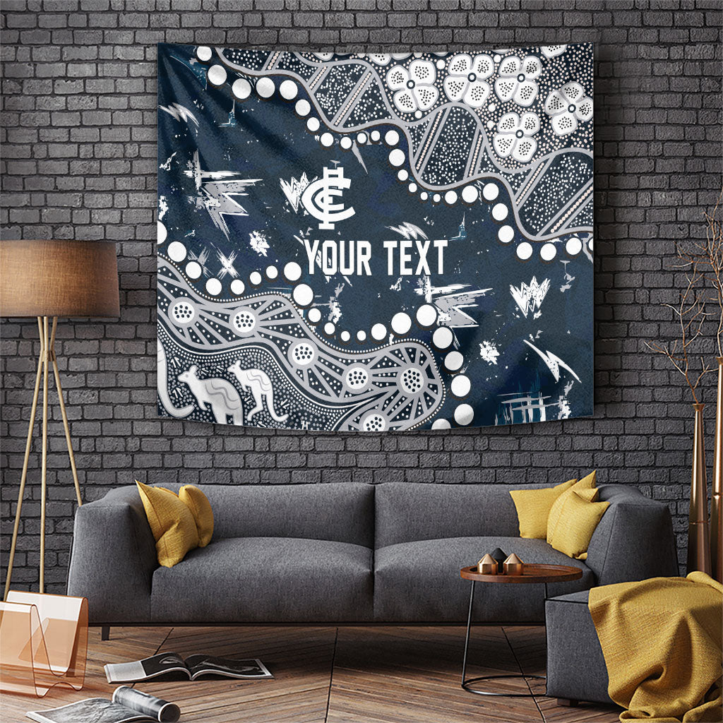 Personalized Carlton Blues Tapestry Aboriginal Pattern with Graffiti Style
