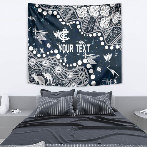 Personalized Carlton Blues Tapestry Aboriginal Pattern with Graffiti Style
