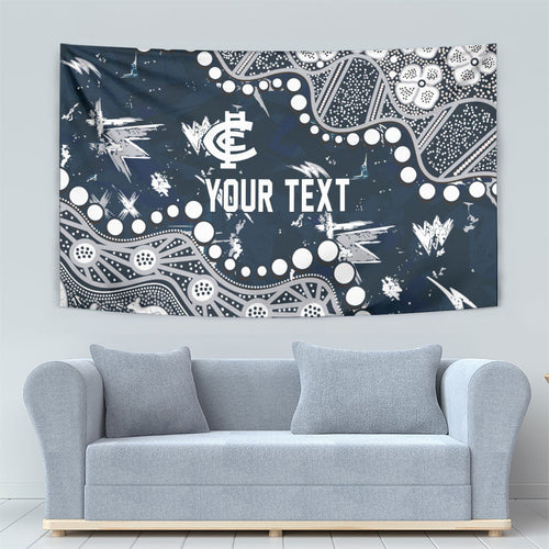 Personalized Carlton Blues Tapestry Aboriginal Pattern with Graffiti Style