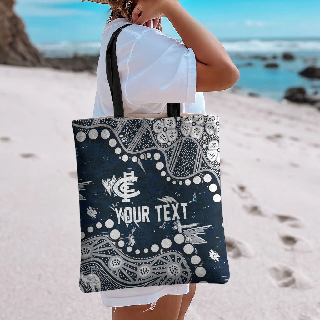 Personalized Carlton Blues Tote Bag Aboriginal Pattern with Graffiti Style
