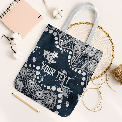 Personalized Carlton Blues Tote Bag Aboriginal Pattern with Graffiti Style