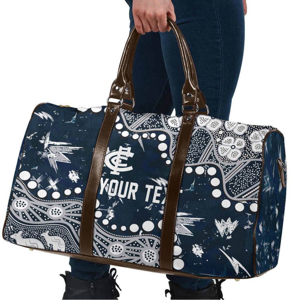 Personalized Carlton Blues Travel Bag Aboriginal Pattern with Graffiti Style