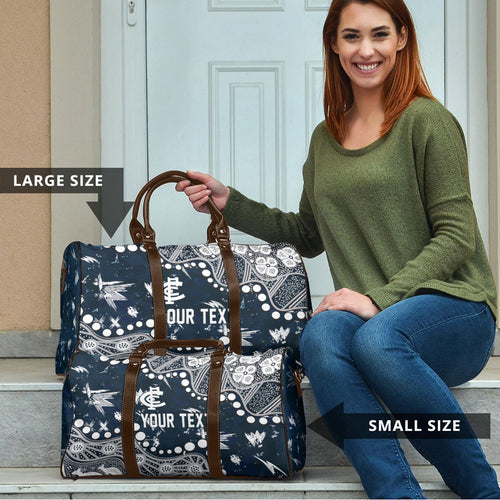 Personalized Carlton Blues Travel Bag Aboriginal Pattern with Graffiti Style