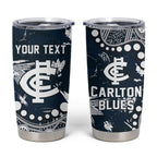 Personalized Carlton Blues Tumbler Cup Aboriginal Pattern with Graffiti Style