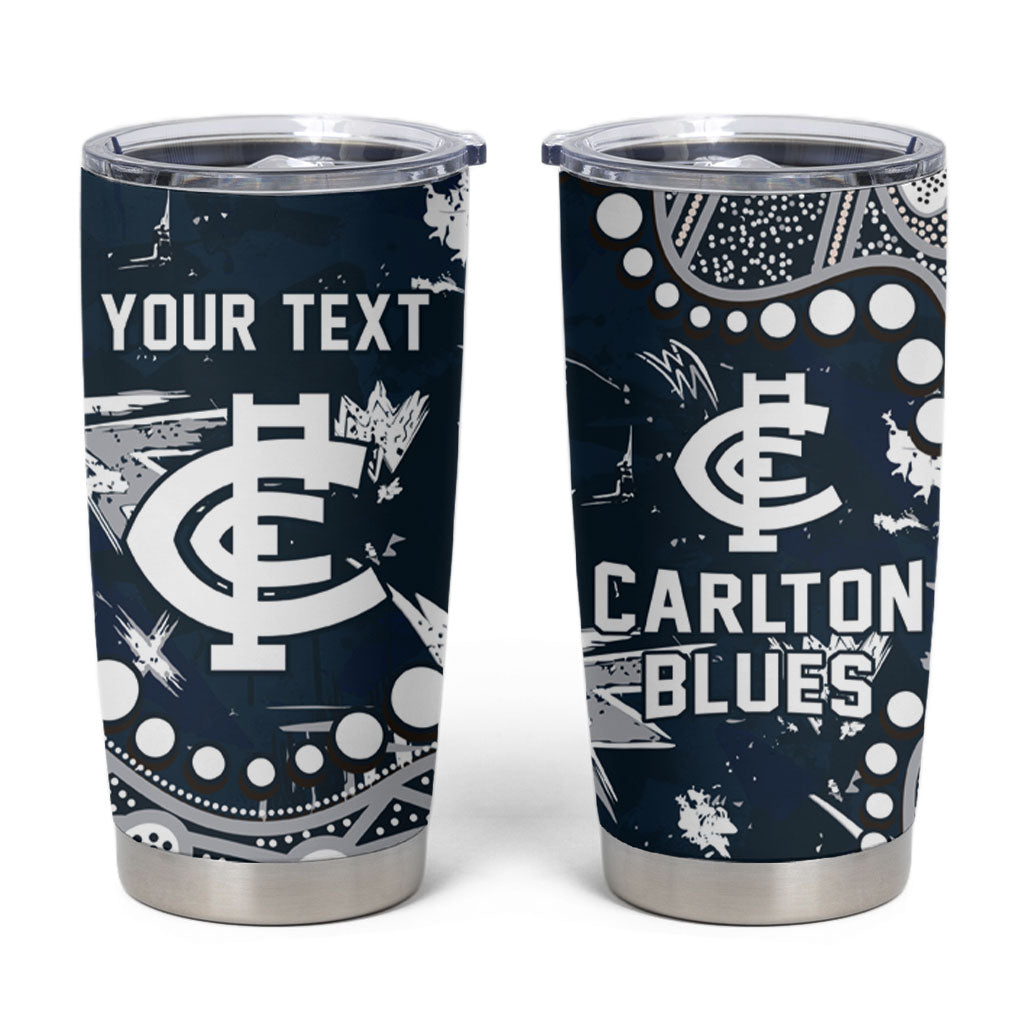 Personalized Carlton Blues Tumbler Cup Aboriginal Pattern with Graffiti Style
