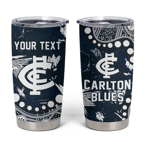 Personalized Carlton Blues Tumbler Cup Aboriginal Pattern with Graffiti Style