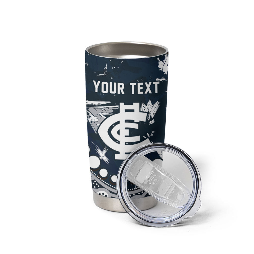 Personalized Carlton Blues Tumbler Cup Aboriginal Pattern with Graffiti Style