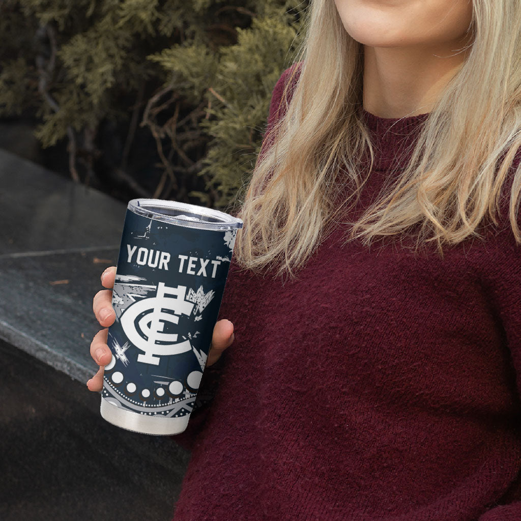 Personalized Carlton Blues Tumbler Cup Aboriginal Pattern with Graffiti Style