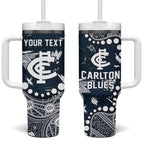 Personalized Carlton Blues Tumbler With Handle Aboriginal Pattern with Graffiti Style