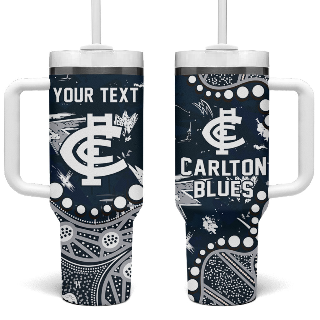 Personalized Carlton Blues Tumbler With Handle Aboriginal Pattern with Graffiti Style