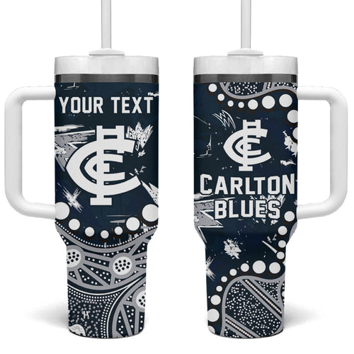 Personalized Carlton Blues Tumbler With Handle Aboriginal Pattern with Graffiti Style
