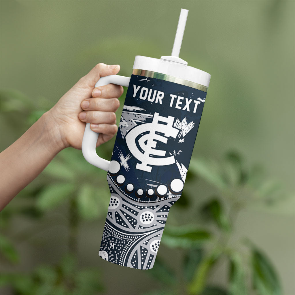 Personalized Carlton Blues Tumbler With Handle Aboriginal Pattern with Graffiti Style