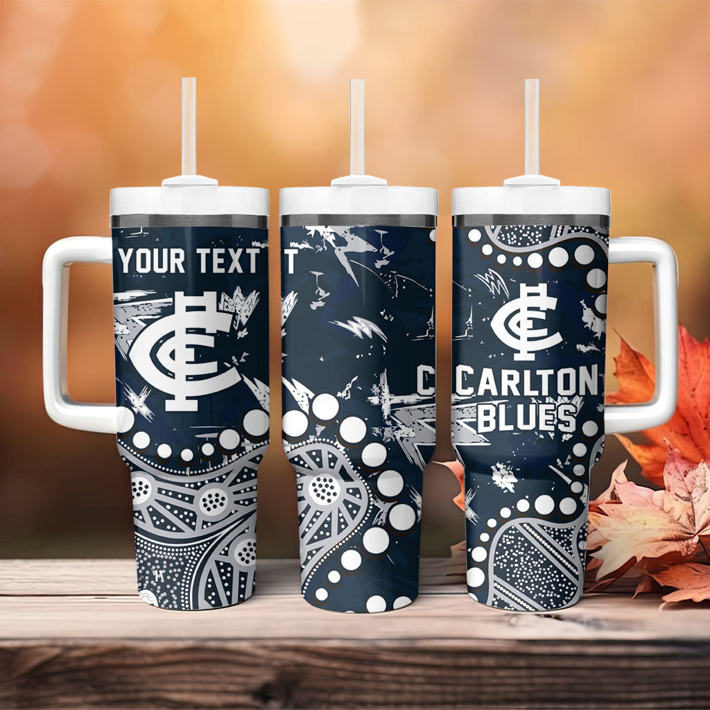 Personalized Carlton Blues Tumbler With Handle Aboriginal Pattern with Graffiti Style