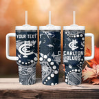 Personalized Carlton Blues Tumbler With Handle Aboriginal Pattern with Graffiti Style