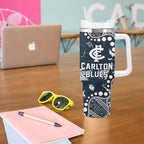 Personalized Carlton Blues Tumbler With Handle Aboriginal Pattern with Graffiti Style