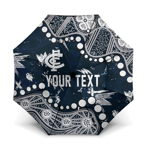 Personalized Carlton Blues Umbrella Aboriginal Pattern with Graffiti Style