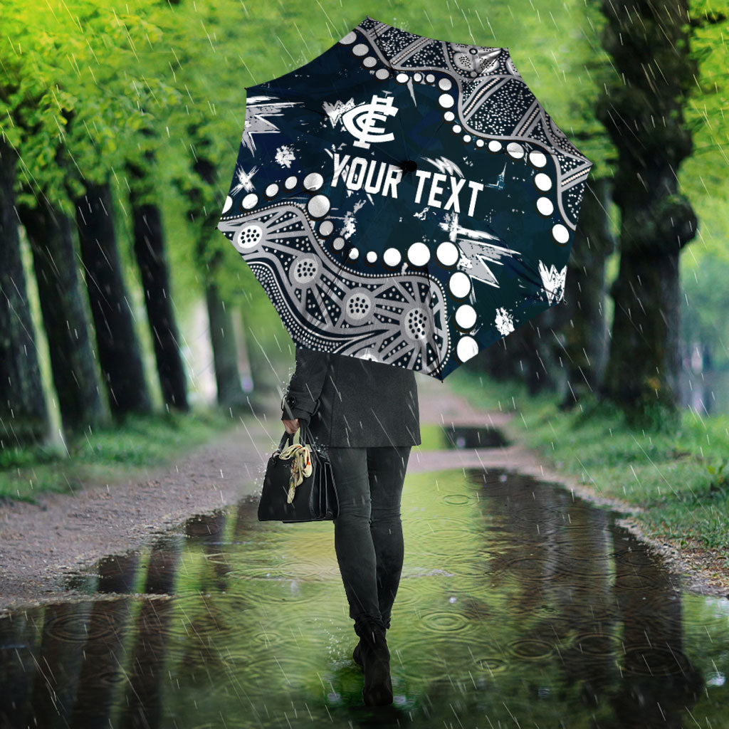 Personalized Carlton Blues Umbrella Aboriginal Pattern with Graffiti Style