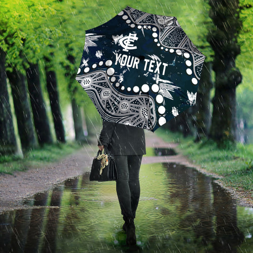 Personalized Carlton Blues Umbrella Aboriginal Pattern with Graffiti Style